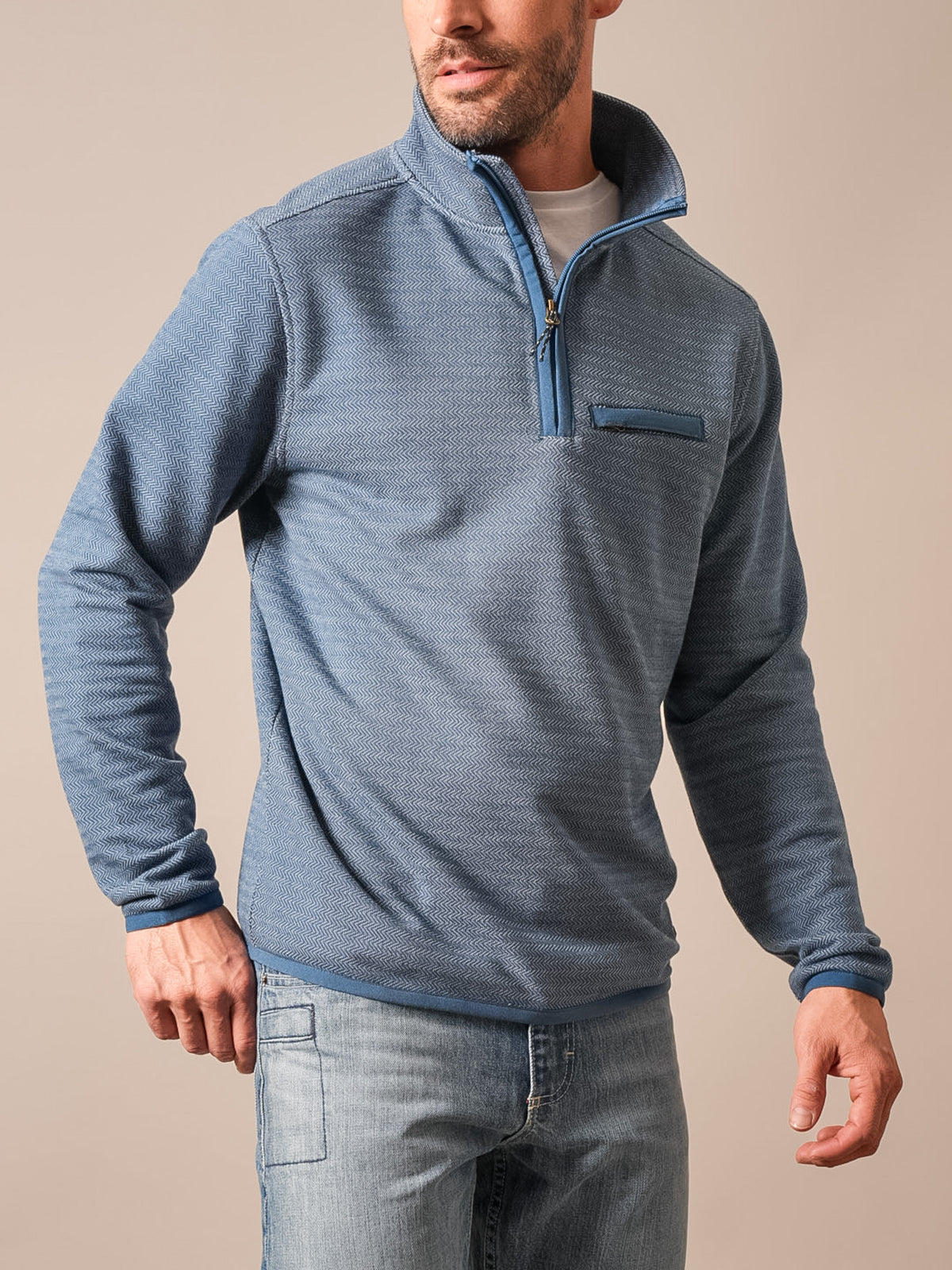 MENS BLUE LAMBERT 1/4 ZIP PULLOVER