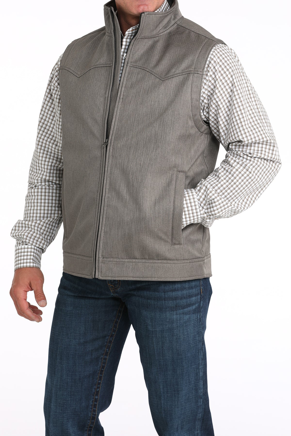 MENS BROWN HERRINGBONE CC BONDED VEST