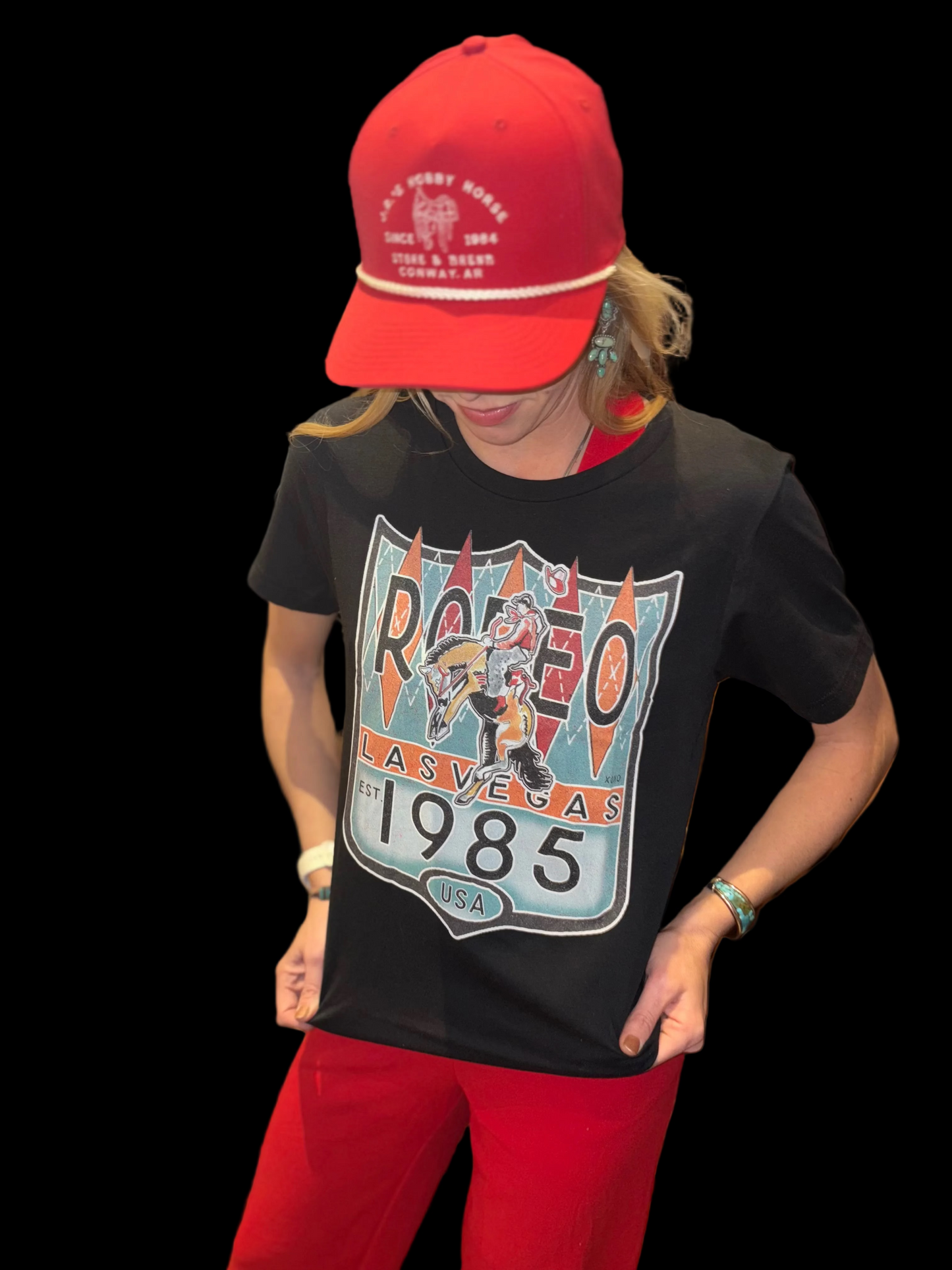 XOXO ART & CO LADIES CLOTHING BLACK ARGYLE BACKNUMBER VEGAS TEE