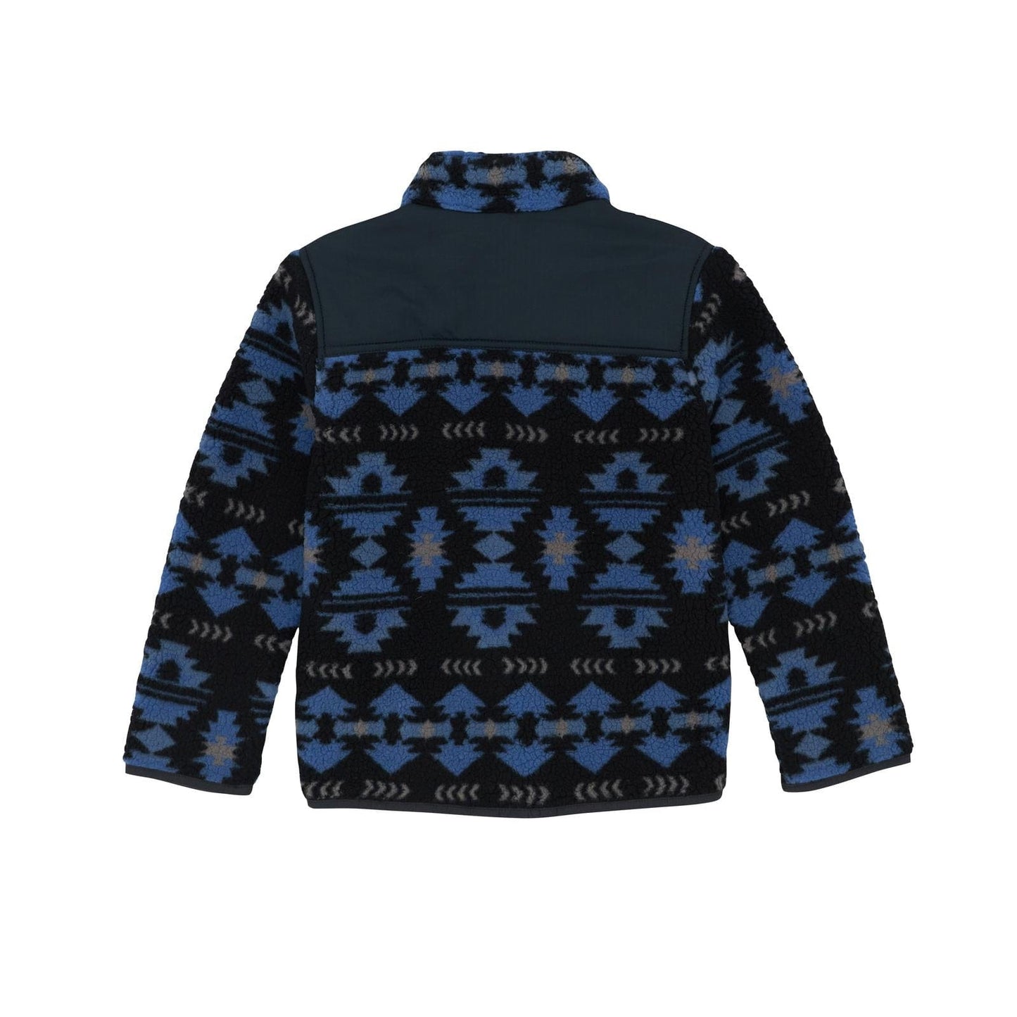 WRANGLER BOYS CLOTHING BOYS BLUE PRINT WRANGLER SHERPA 1/4 SNAP PULLOVER