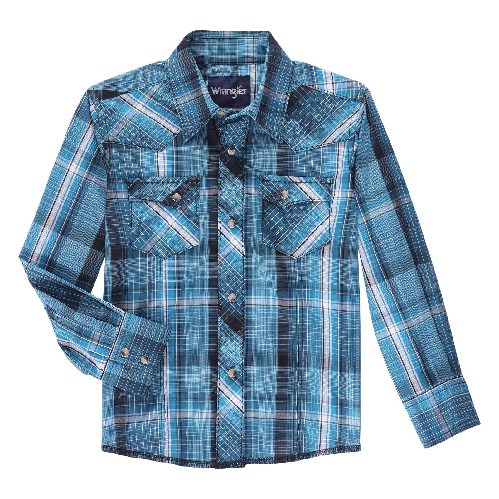 BOYS PLAID WRANGLER LONG SLEEVE SNAP SHIRT – J.R.'s Hobby Horse