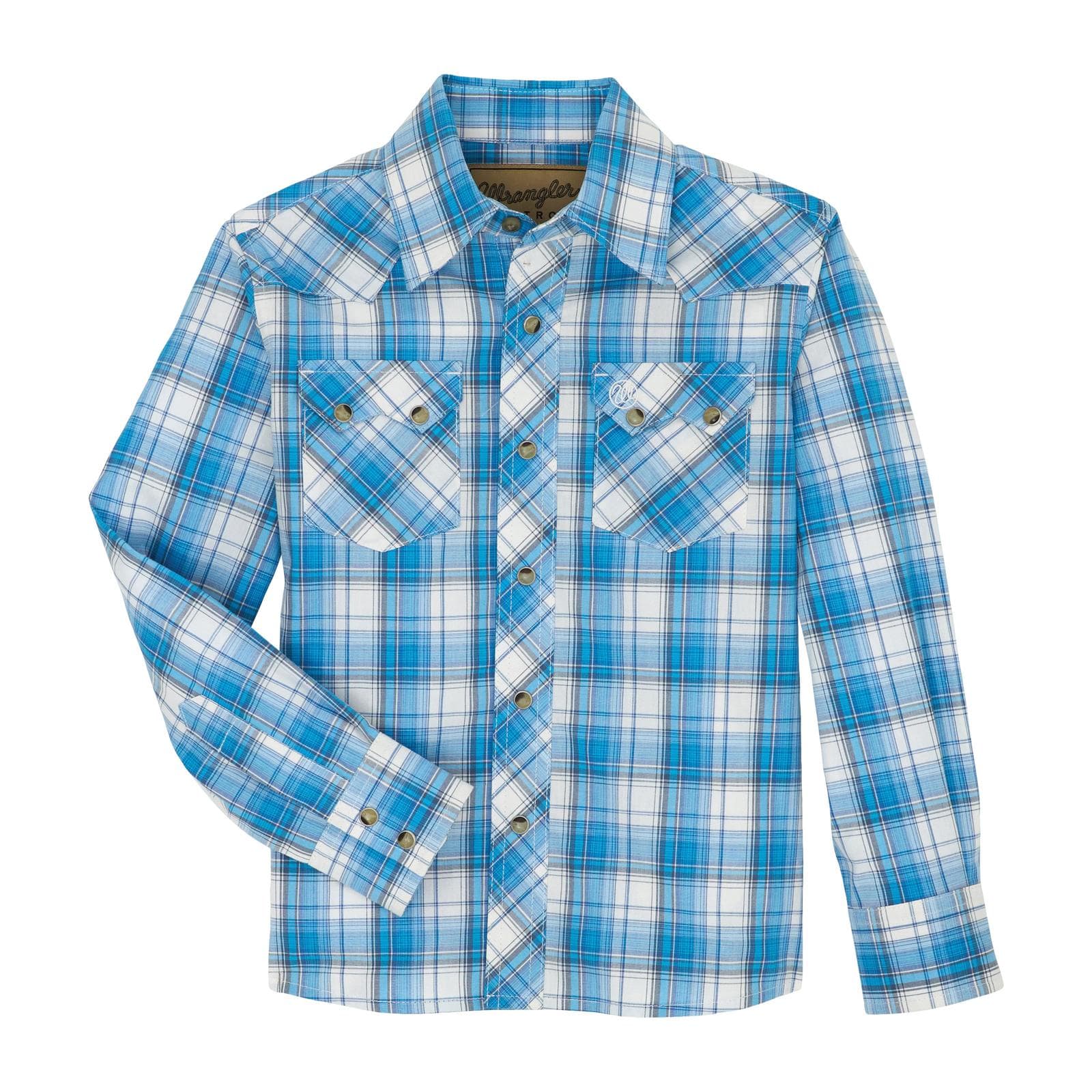 BOYS TURQUOISE PLAID WRANGLER RETRO SNAP SHIRT – J.R.'s Hobby Horse BOYS TURQUOISE PLAID WRANGLER RETRO SNAP SHIRT – J.R.'s Hobby Horse