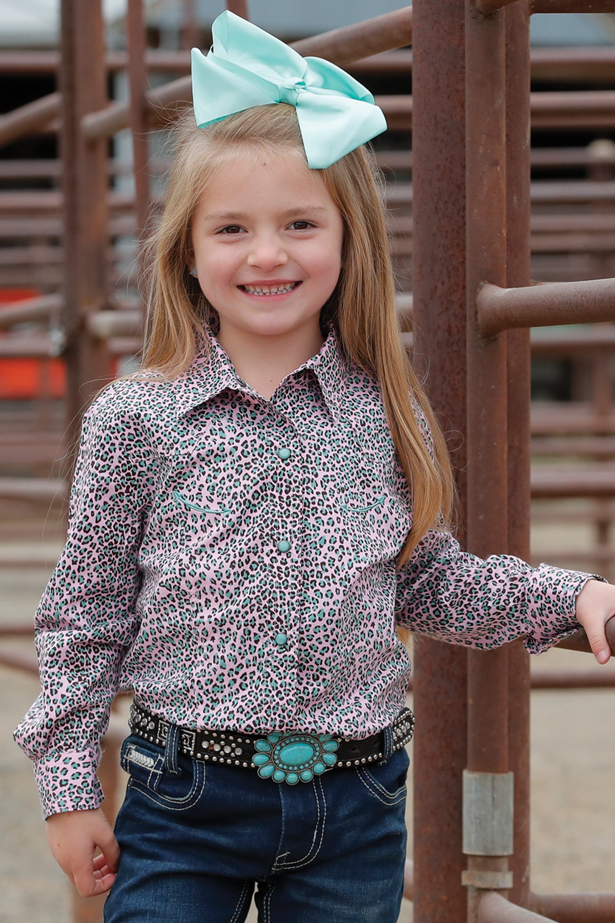 GIRLS PINK CHEETAH LONG SLEEVE SHIRT – Hobby Horse