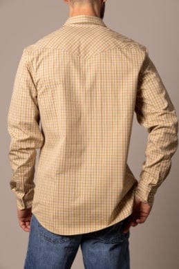 KIMES RANCH MENS CLOTHING KIMES TAN PLAID SMALLS SNAP LONG SLEEVE SHIRT
