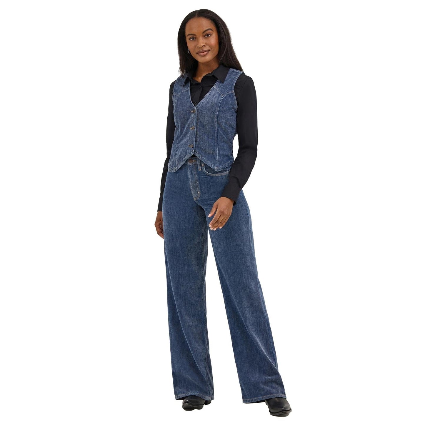 WRANGLER LADIES CLOTHING LADIES BLUE WRANGLER WESTERN PARTY VEST