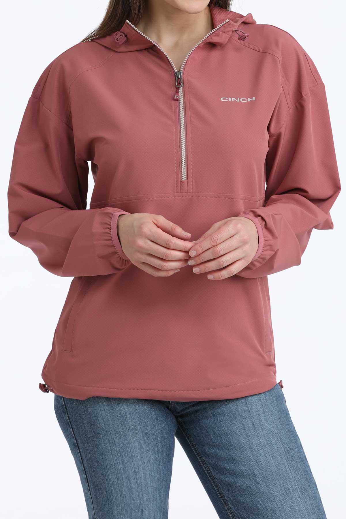 MILLER INTERNATIONAL LADIES CLOTHING LADIES ROSE CINCH 1/2 ZIP WINDBREAKER