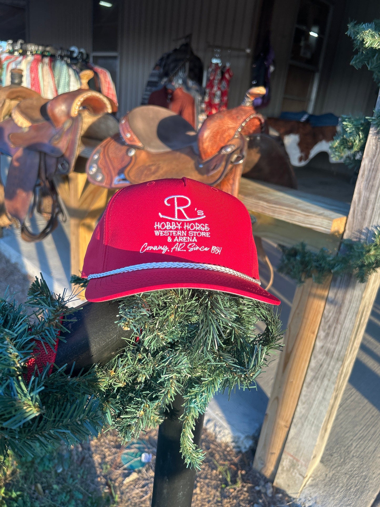 JR'S HOBBY HORSE ACCESSORIES Default RED/WHITE ROPE ROCKING JRS LOGO CAP