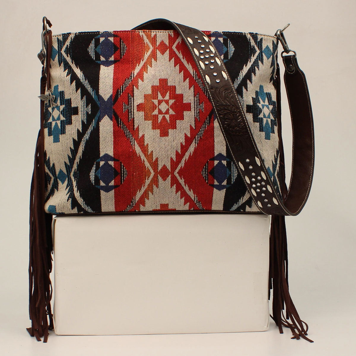 Aztec Black Fringe Crossbody Bag