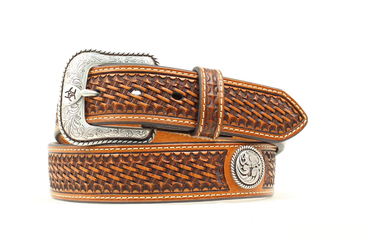 M&F WESTERN PRODUCTS ACCESSORIES 32 BASKETWEAVE W/ CONCHO ARIAT MENS BELT
