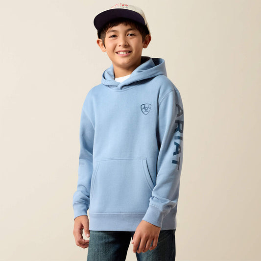BOYS LT DENIM ARIAT LOGO HOODIE