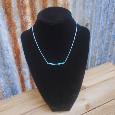 BETSY 16" GENUINE TURQUOISE & SILVER NECKLACE