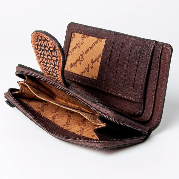 LYNDY TOOLED LEATHER CLUTCH WALLET