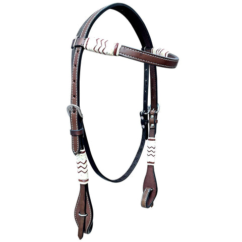 RAWHIDE AND LEATHER BROWBAND HEADSTALL