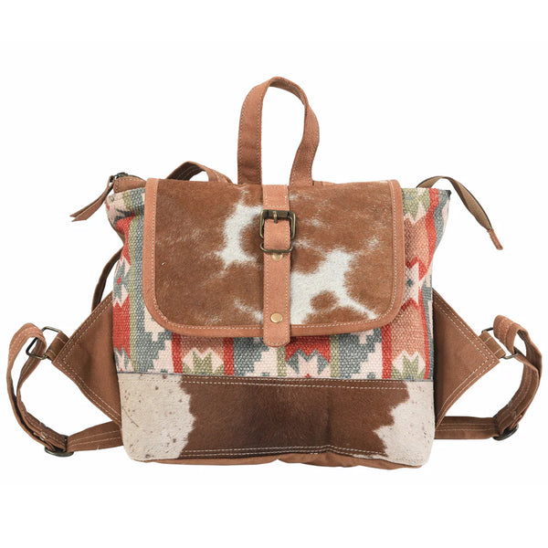SOUTHWEST PRINT CANVAS/COWHIDE BACKPACK