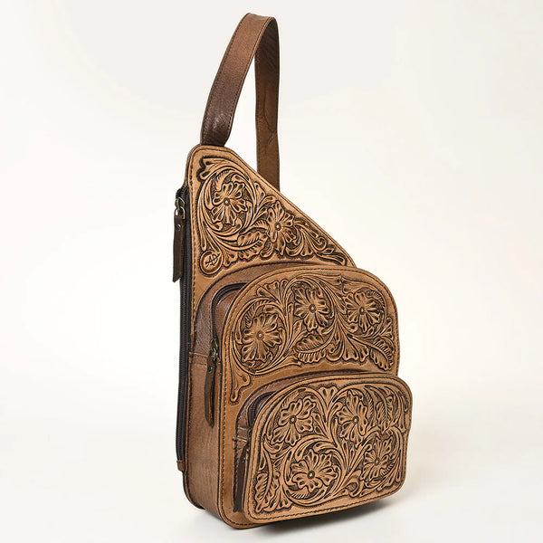 REMI TOOLED LEATHER SLING BAG