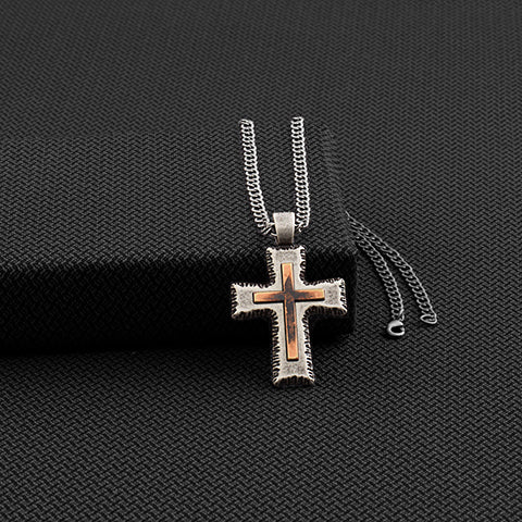 DISTRESSED CROSS 22" NECKLACE