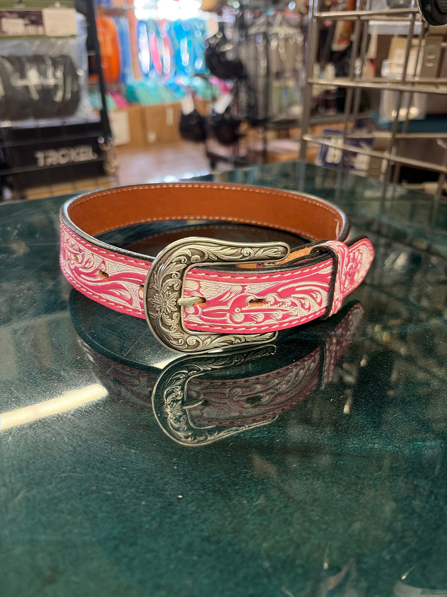 GIRLS ANGEL RANCH PINK NAME BLANK BELT