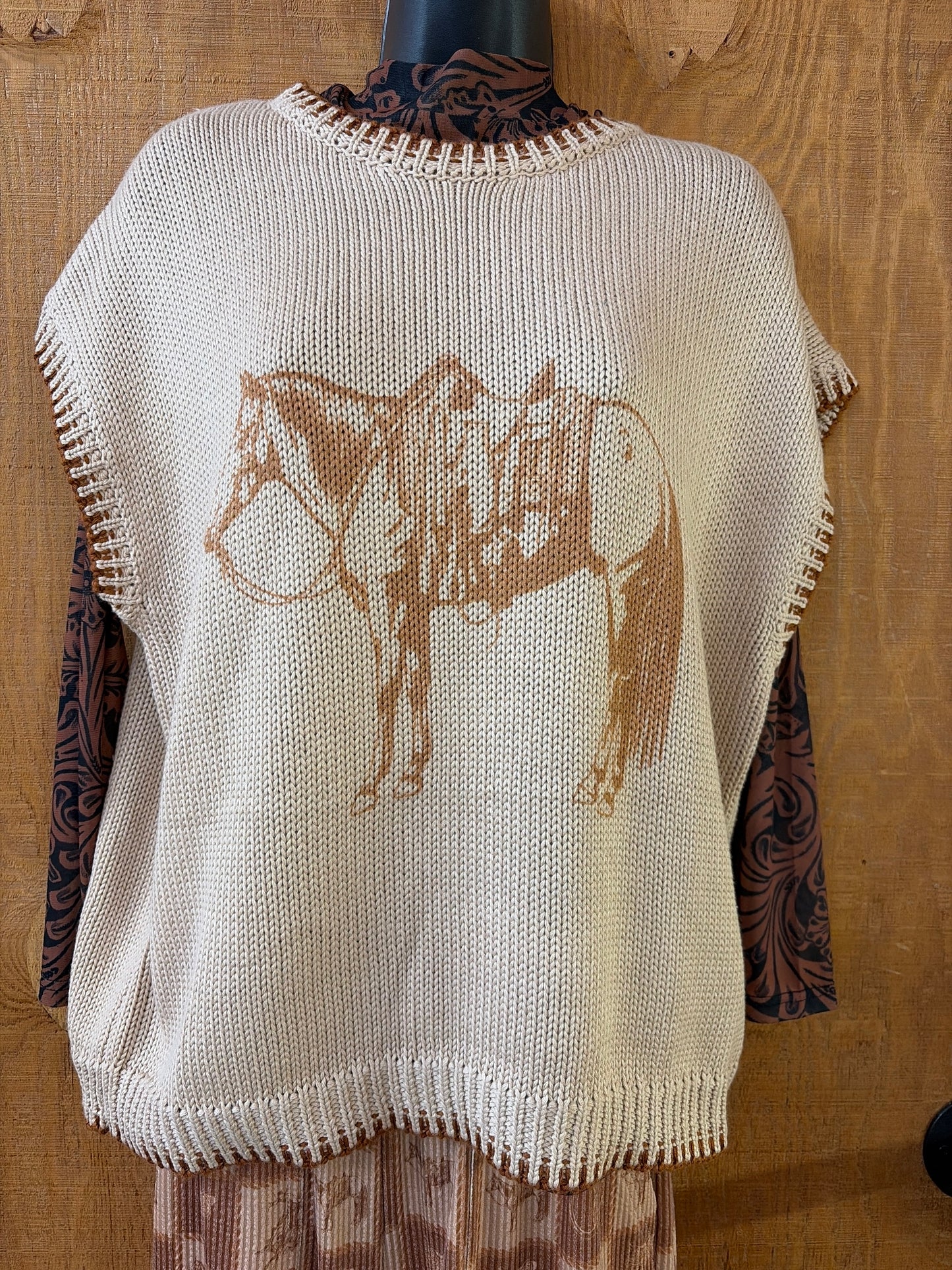 COWPONY PRINT SWEATER VEST