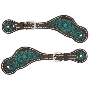 TURQUOISE/TOOLED YOUTH/LADIES SPUR STRAPS