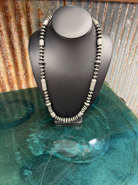 24" STAMPED SAUCER FAUX NAVAJO BEAD NECKLACE