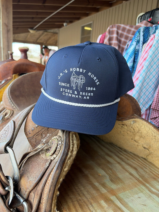 NAVY & WHITE JRS SADDLE LOGO CAP