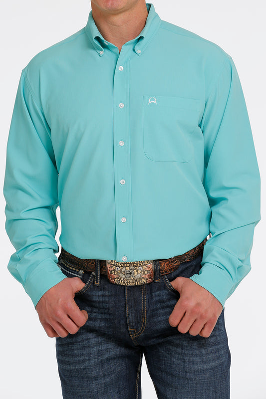 MENS TURQUOISE PRINT ARENAFLEX LONG SLEEVE SHIRT