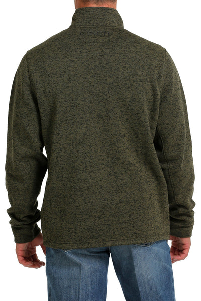 MENS OLIVE 1/4 ZIP KNIT PULLOVER