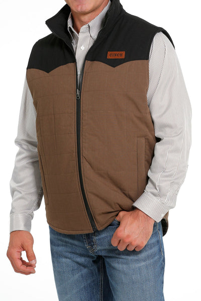 MENS BROWN REVERSIBLE QUILTED VEST