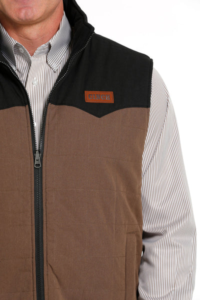 MENS BROWN REVERSIBLE QUILTED VEST