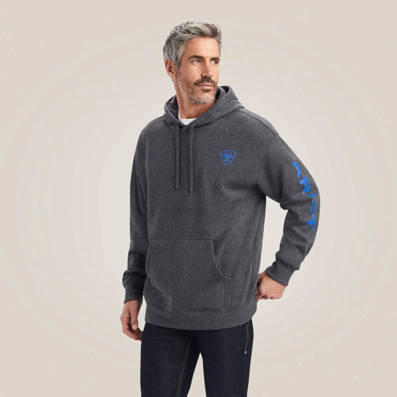 MENS ARIAT LOGO HOODIE HEATHER CHARCOAL