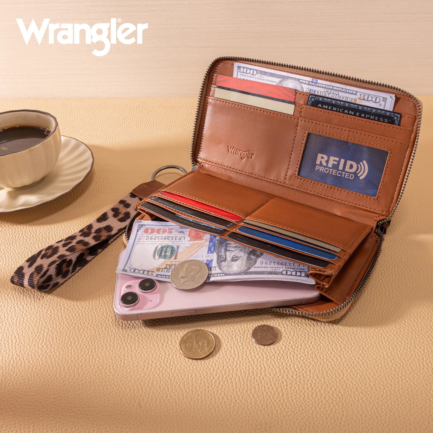 Wrangler Leopard Print Wallet/Wristlet