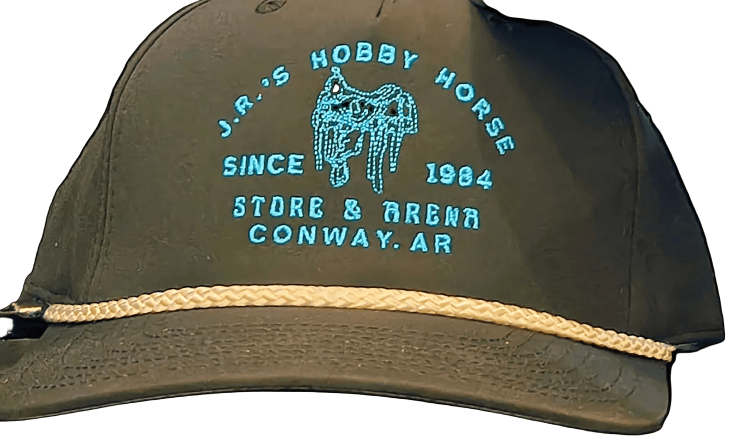 JR'S HOBBY HORSE APPAREL Default BLACK & NEON BLUE JRS SADDLE LOGO CAP