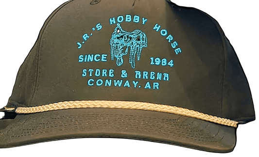 JR'S HOBBY HORSE APPAREL Default BLACK & NEON BLUE JRS SADDLE LOGO CAP