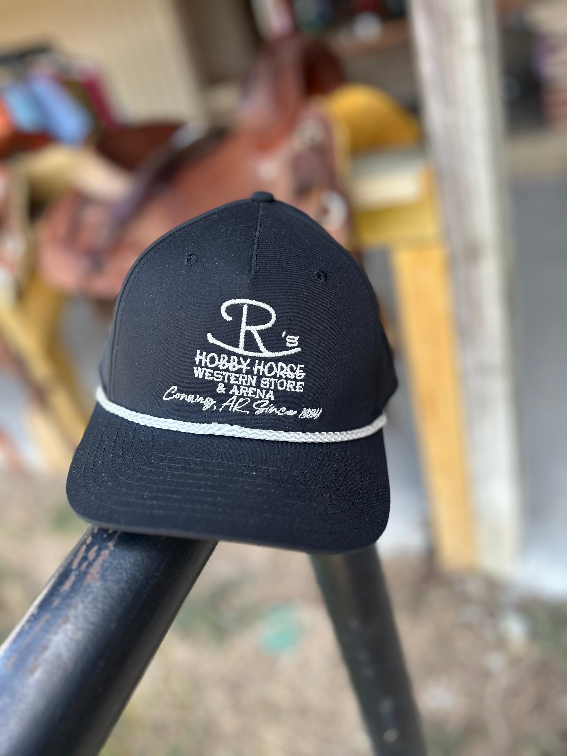 JR'S HOBBY HORSE ACCESSORIES Default BLACK/WHITE ROPE ROCKING JRS LOGO CAP