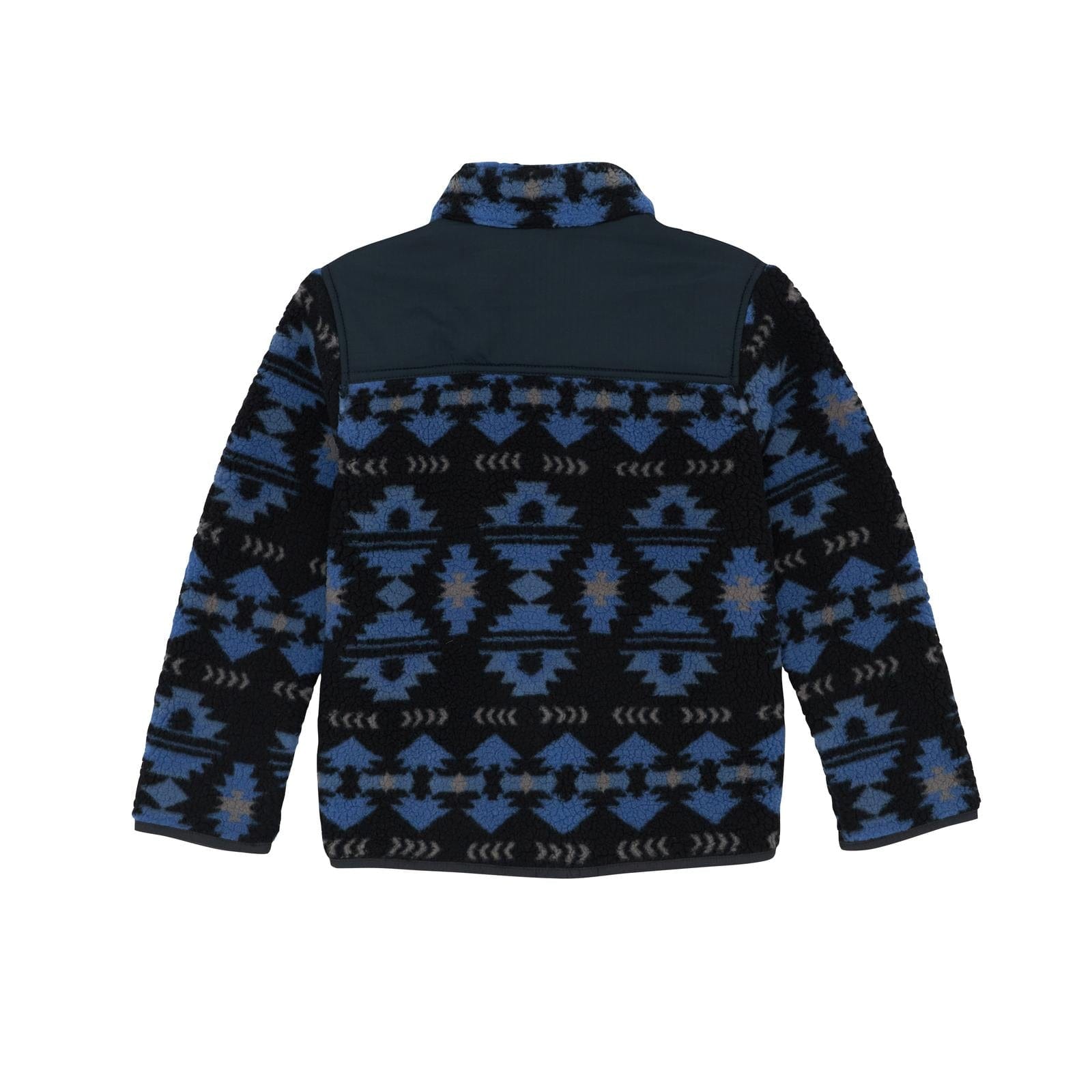 WRANGLER BOYS CLOTHING BOYS BLUE PRINT  WRANGLER SHERPA 1/4 SNAP PULLOVER