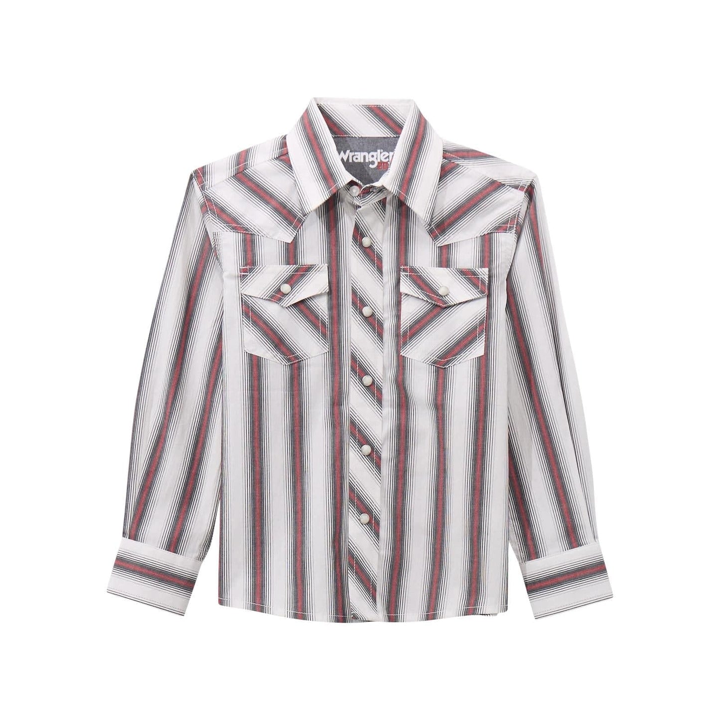 WRANGLER BOYS CLOTHING BOYS BURGANDY/WHITE STRIPE 20X LONG SLEEVE