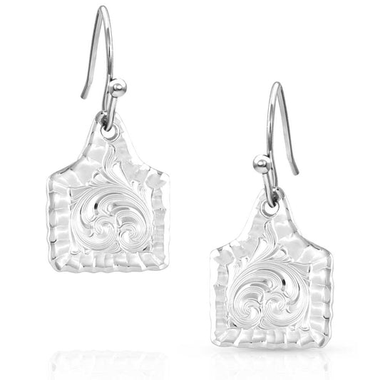 MONTANA SILVERSMITH ACCESSORIES Default Chiseled Cow Tag Earrings