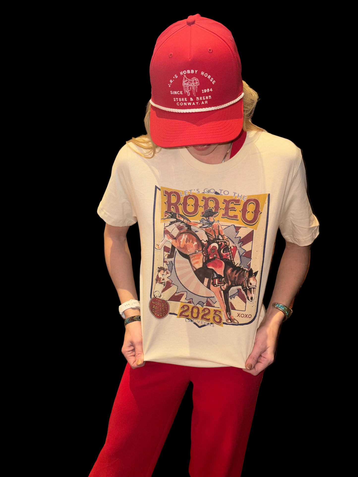 XOXO ART & CO LADIES CLOTHING CREAM CIRCUS RODEO BACKNUMBER VEGAS 2025 TEE SHIRT