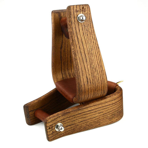 3" STAINED OAK RANCHER ANGLED DEEP ROPER STIRRUP