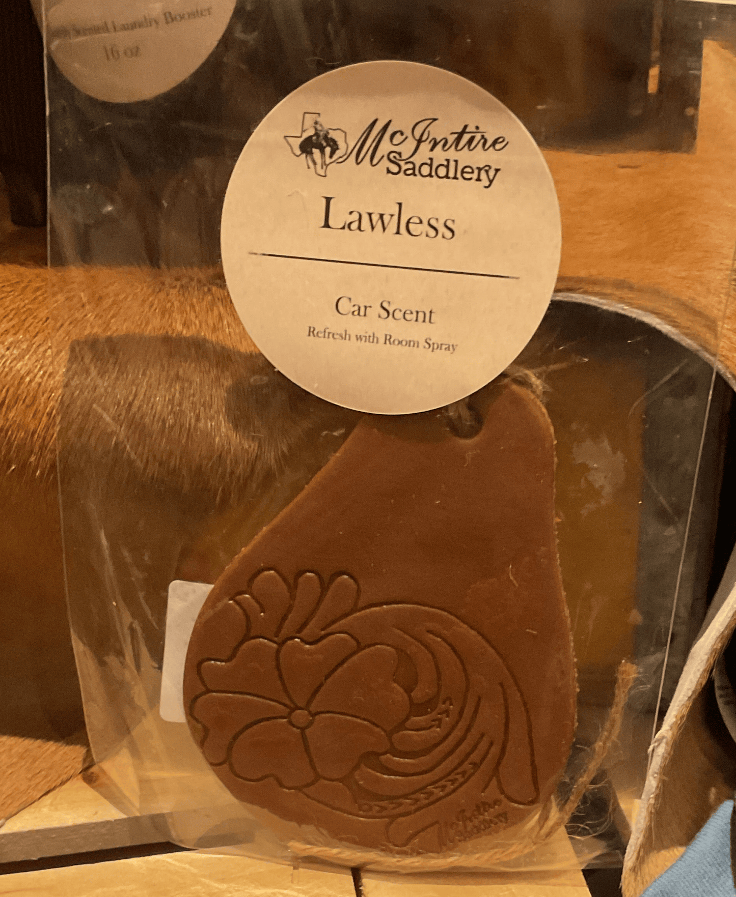 MCINTIRE SADDLERY ACCESSORIES FLORAL LEATHER CAR HANGER -