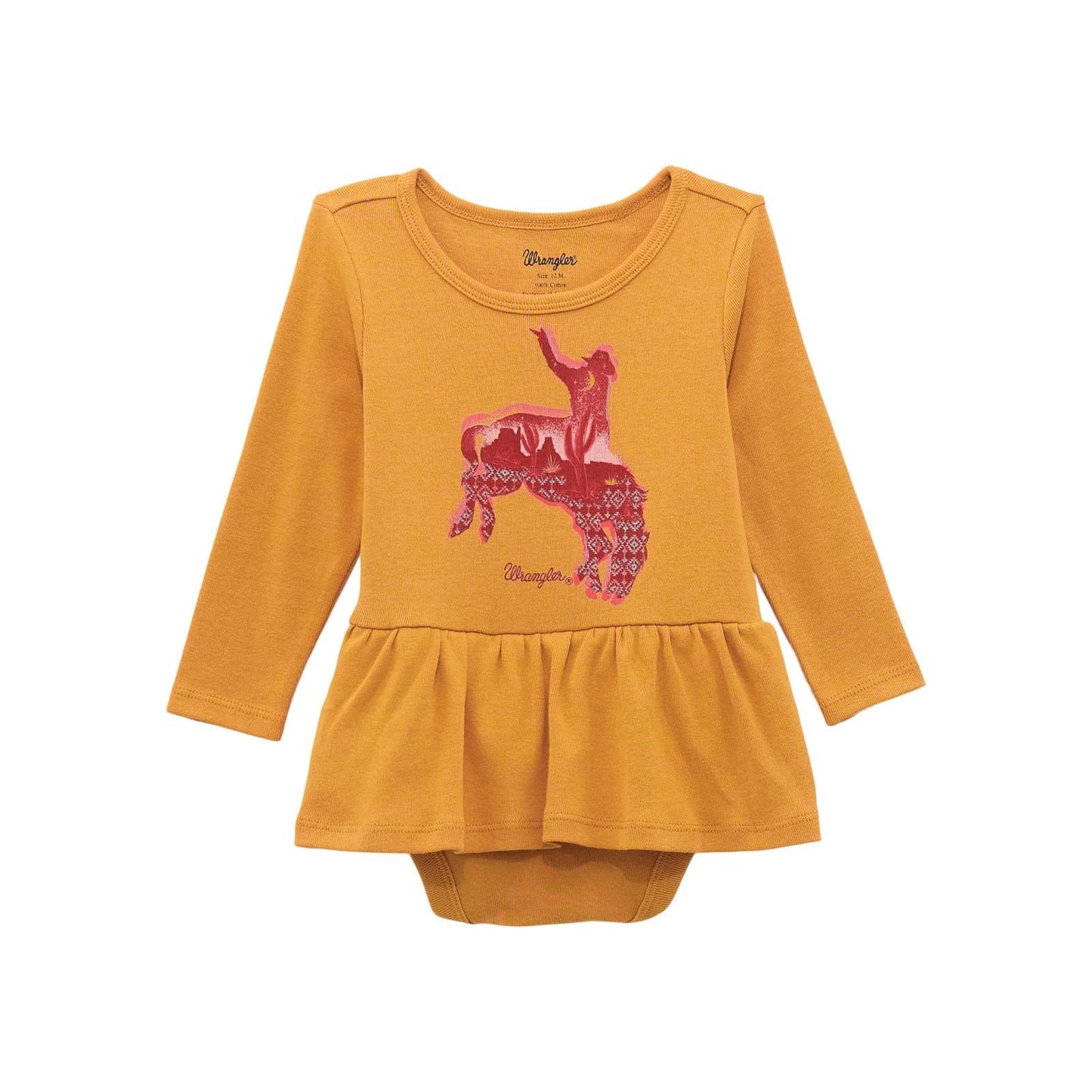 WRANGLER GIRLS CLOTHING GIRLS MUSTARD WRANGLER BABY BODYSUIT W/ SKIRT