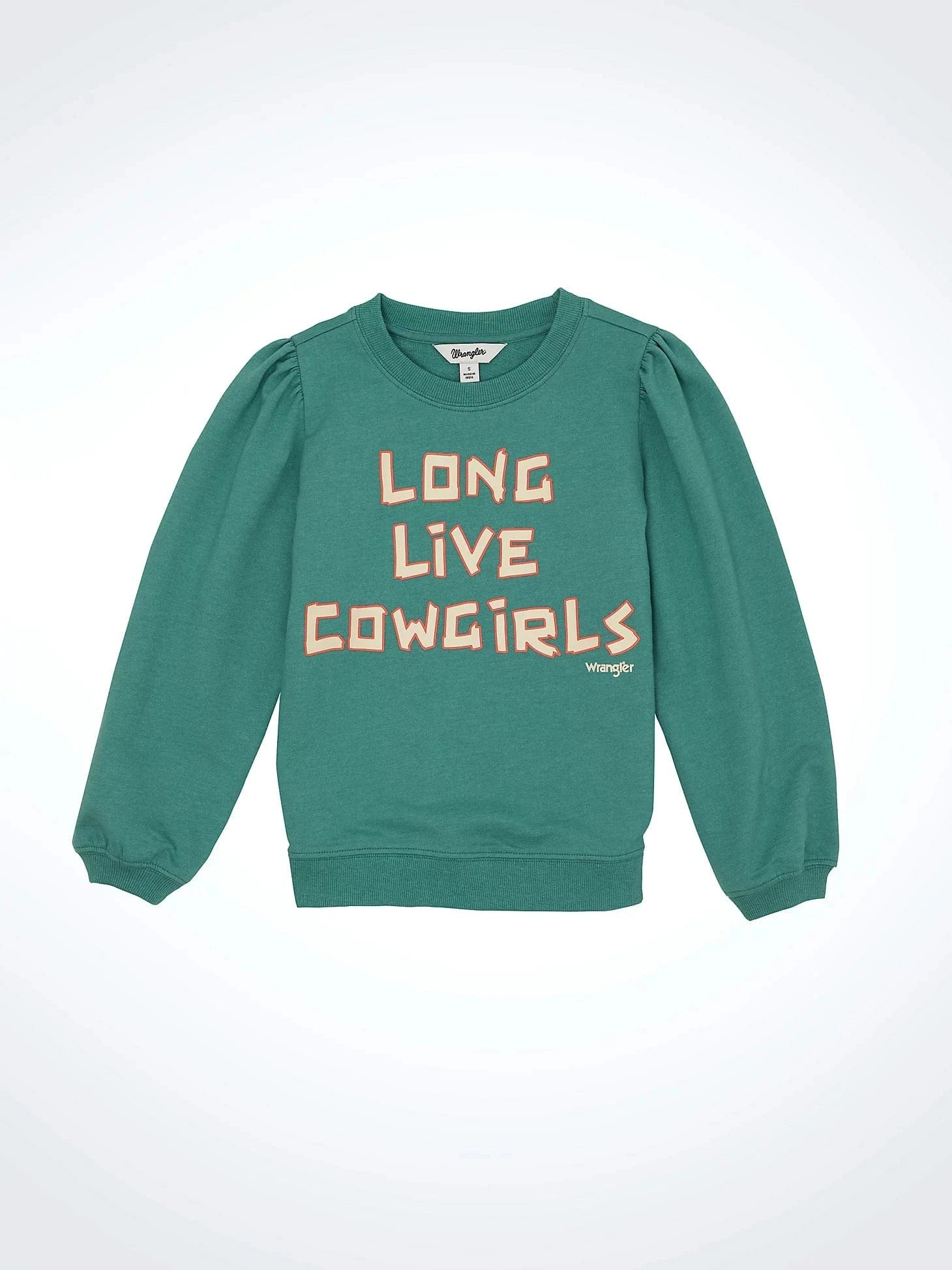 WRANGLER GIRLS CLOTHING GIRLS TEAL LONG LIVE COWGIRLS SWEATSHIRT