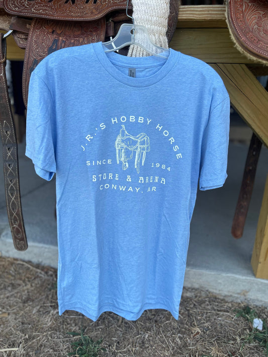 JR'S HOBBY HORSE GENERAL CLOTHING HTHR COOL BLUE SADDLE LOGO TEE