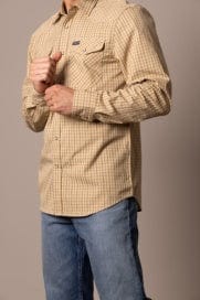 KIMES RANCH MENS CLOTHING KIMES TAN PLAID SMALLS SNAP LONG SLEEVE SHIRT