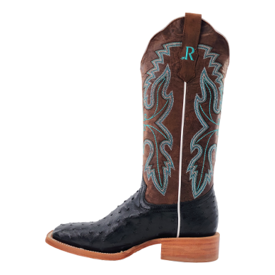 LADIES BLACK FULL QUILL OSTRICH R WATSON BOOTS