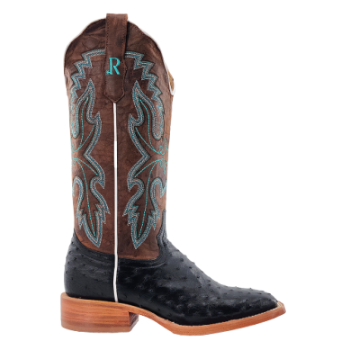 LADIES BLACK FULL QUILL OSTRICH R WATSON BOOTS