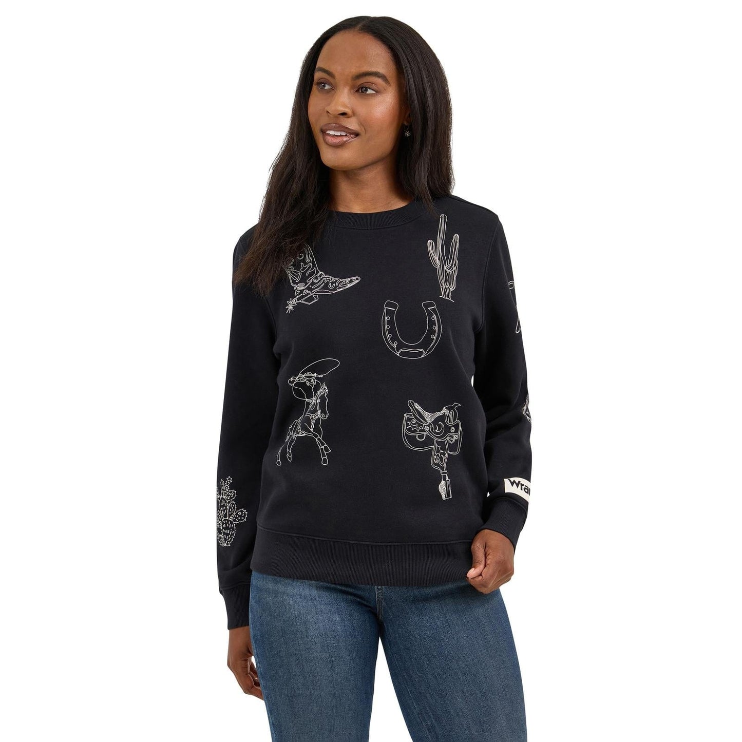 WRANGLER LADIES CLOTHING LADIES BLACK PUNCHY CREW SWEATSHIRT