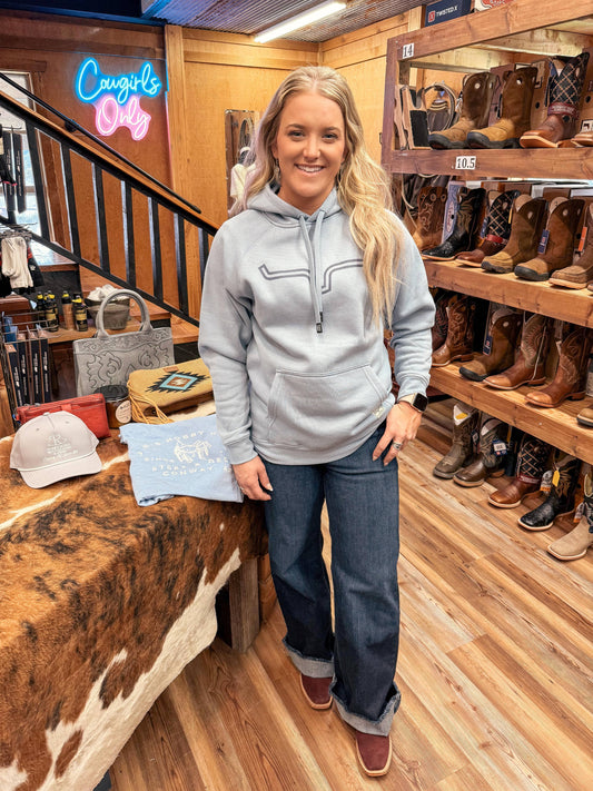 KIMES RANCH LADIES CLOTHING LADIES CARBON BLUE OUTLIER HOODIE