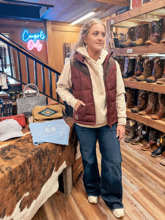 KIMES RANCH LADIES CLOTHING LADIES MAROON LENORA VEST