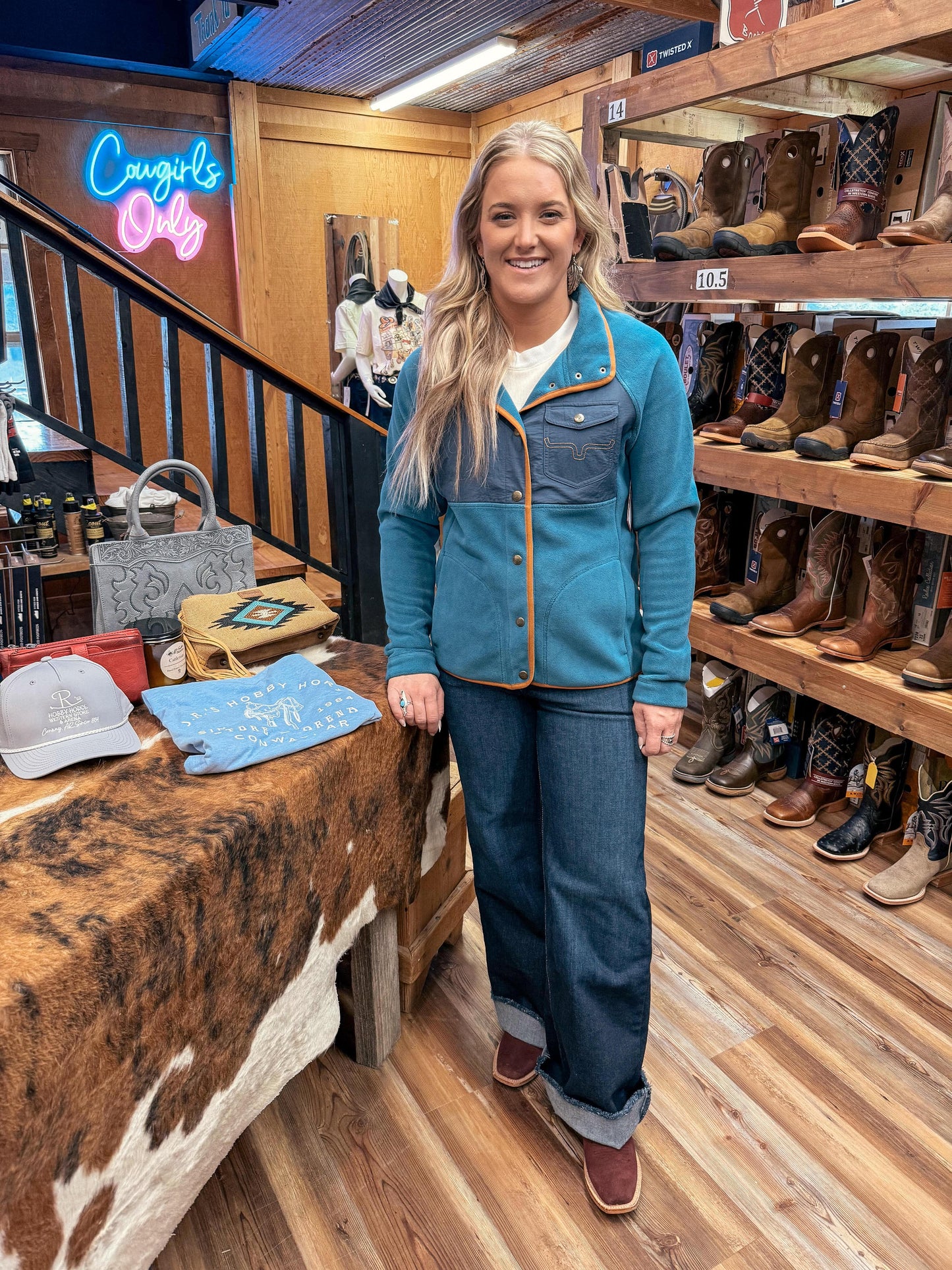 KIMES RANCH LADIES CLOTHING LADIES MID-BLUE SELMA POLAR FLEECE JACKET